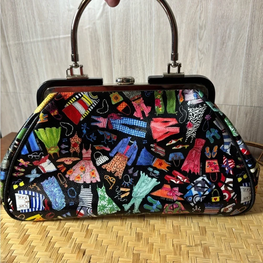 Sydney Love Y2K Vibrant Multicolor Kiss Lock Closure Metal Handle Purse Tote Bag